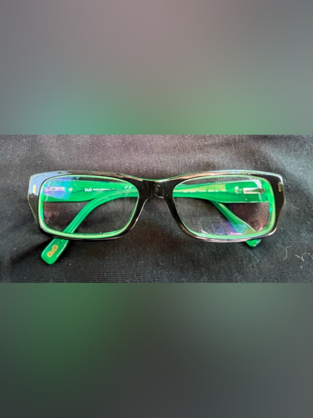 D&G Translucent Emerald Green and black Eyeglass Frames